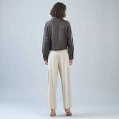 Liquid Leather Cropped Cargo Jacket