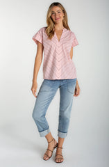 Short Sleeve Split Vneck Top