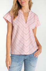 Short Sleeve Split Vneck Top