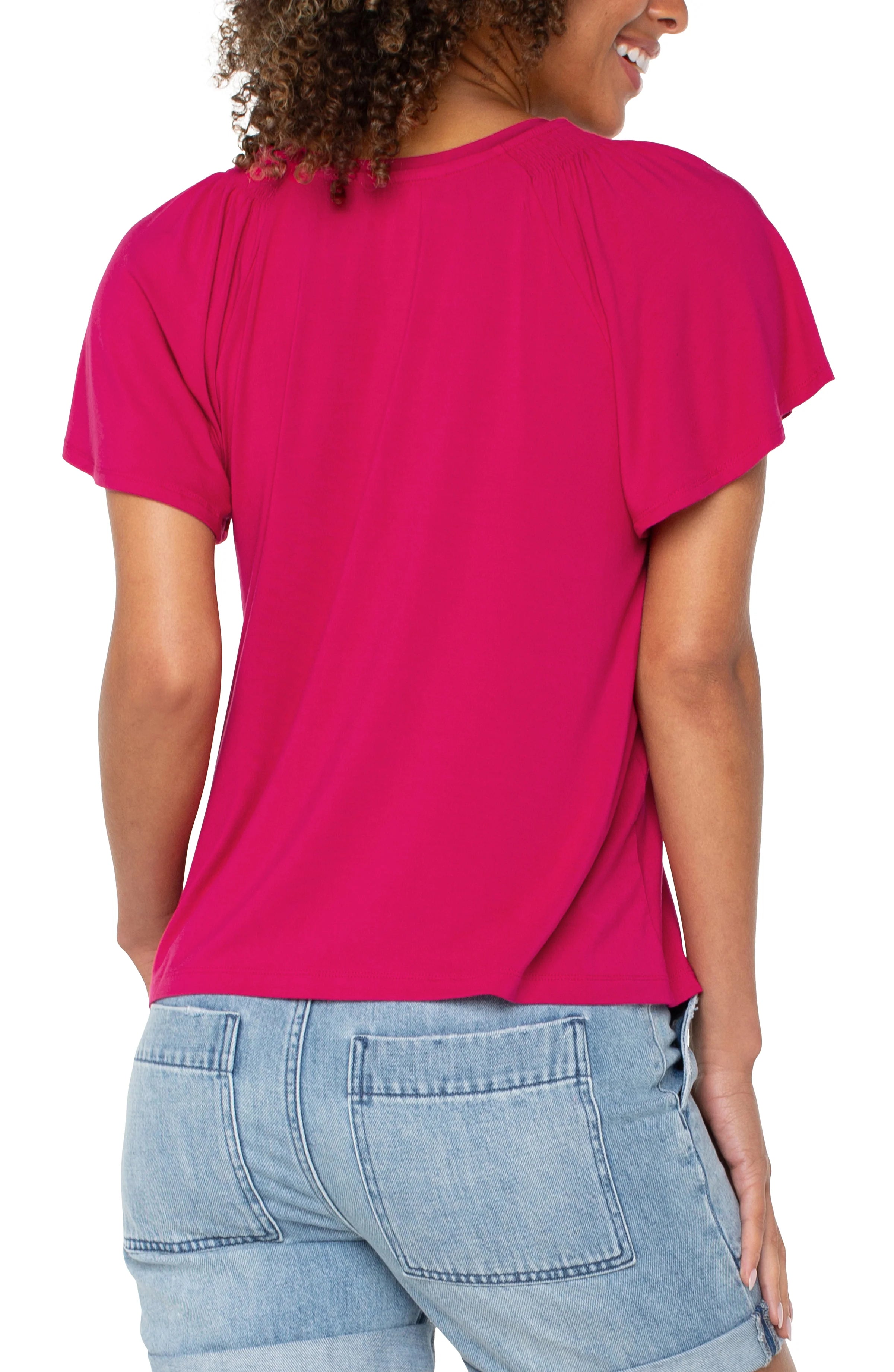 Vneck Flutter Sleeve Top