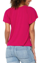 Vneck Flutter Sleeve Top