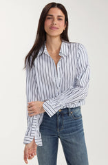 Adjustable Sleeve Button Front Woven Top