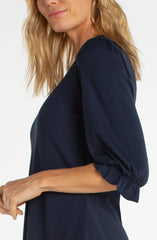 Elbow Sleeve Notch Knit Tee