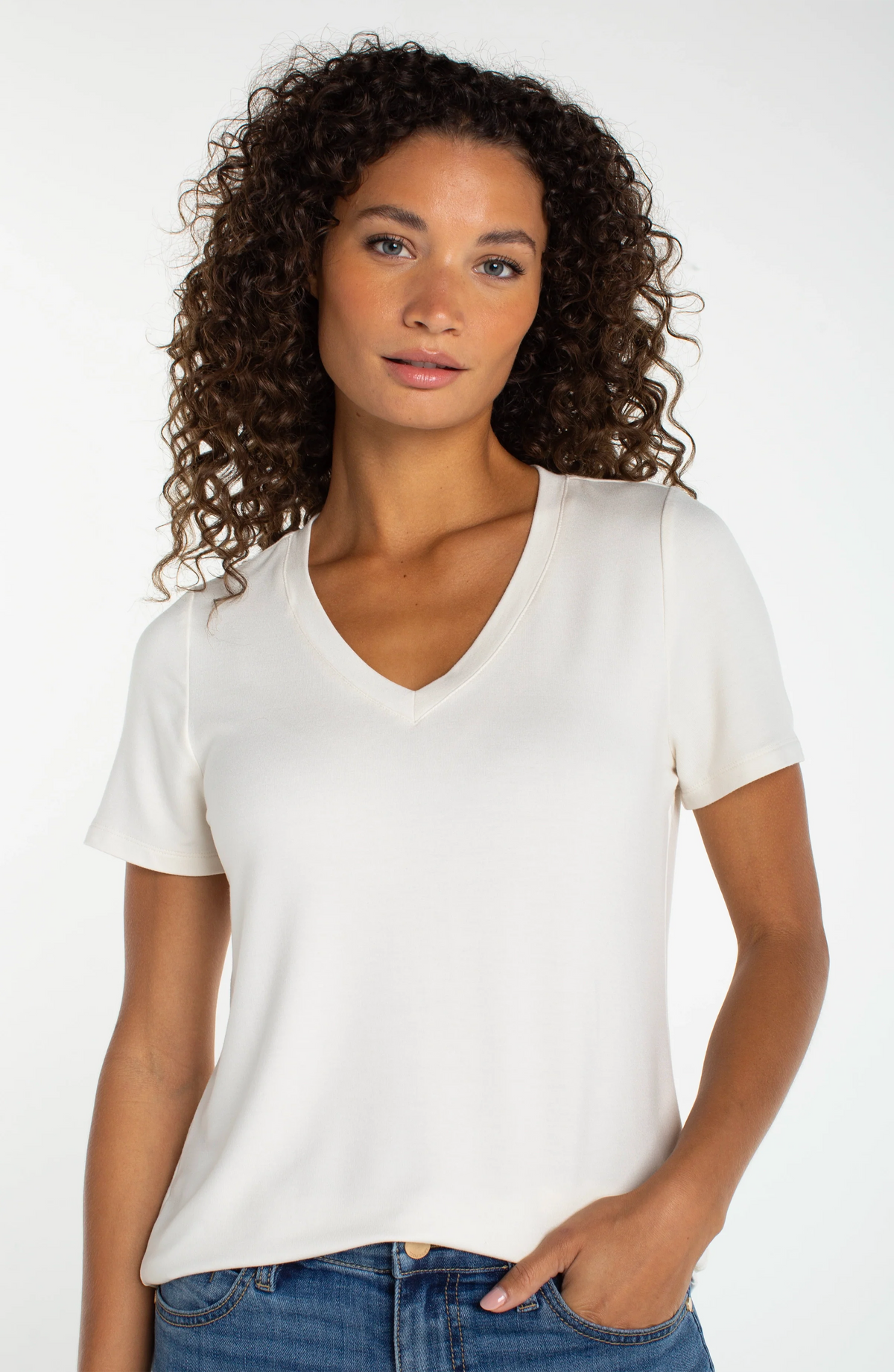 Short Sleeve Vneck Knit Tee