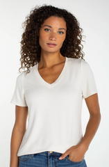 Short Sleeve Vneck Knit Tee