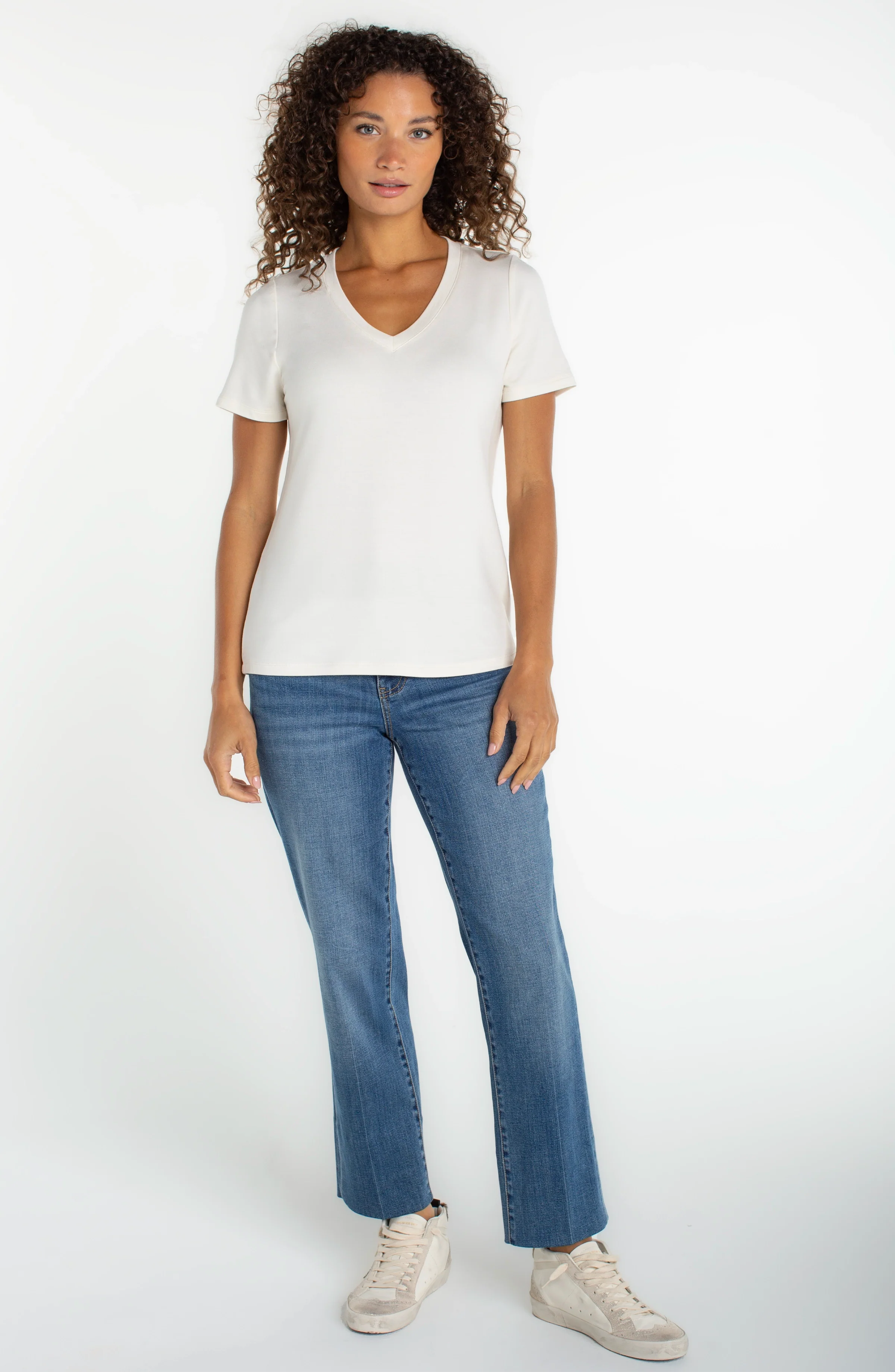 Short Sleeve Vneck Knit Tee