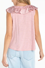 Ruffle Front Sleeveless Top