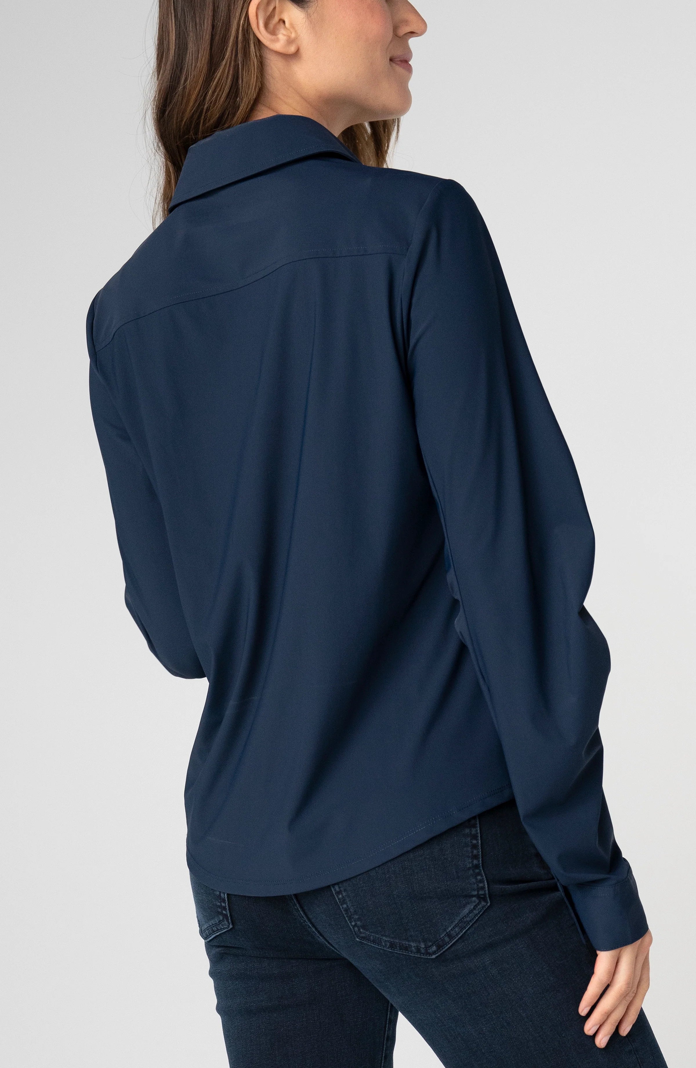 Pleated Sleeve Button Front Shirt
