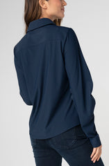 Pleated Sleeve Button Front Shirt