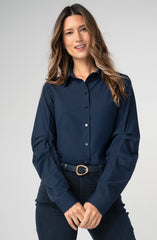 Pleated Sleeve Button Front Shirt