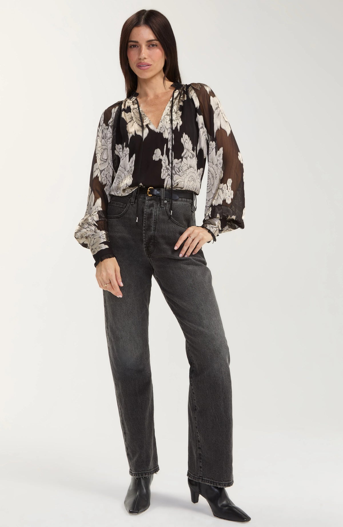 Floral Woven Top w/ Ties
