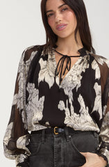 Floral Woven Top w/ Ties