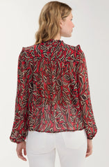 Long Sleeve Woven Blouse W/ Pintucks