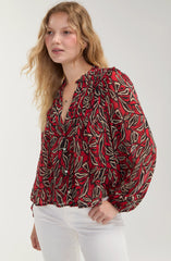 Long Sleeve Woven Blouse W/ Pintucks