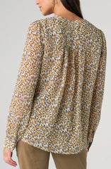 Long Sleeve Lace Up Woven Blouse