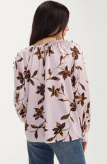 Long Sleeve Woven Blouse W/ Button Detail