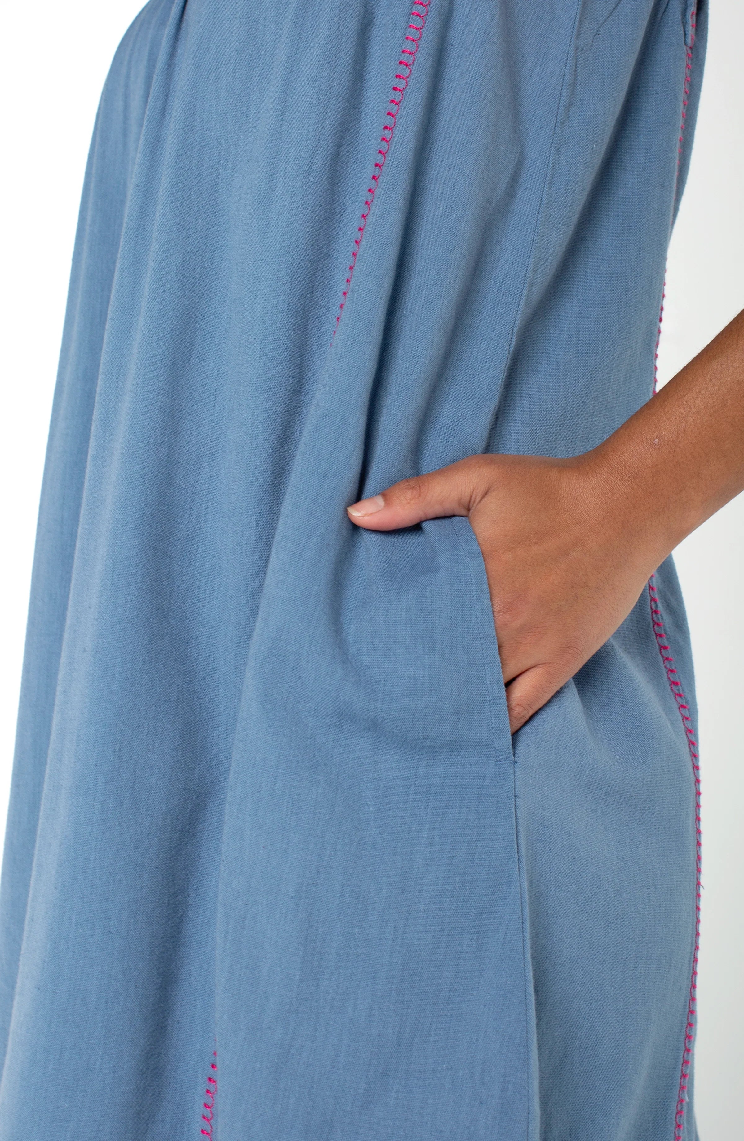 Embroidered Flutter Sleeve V-neck  Dress