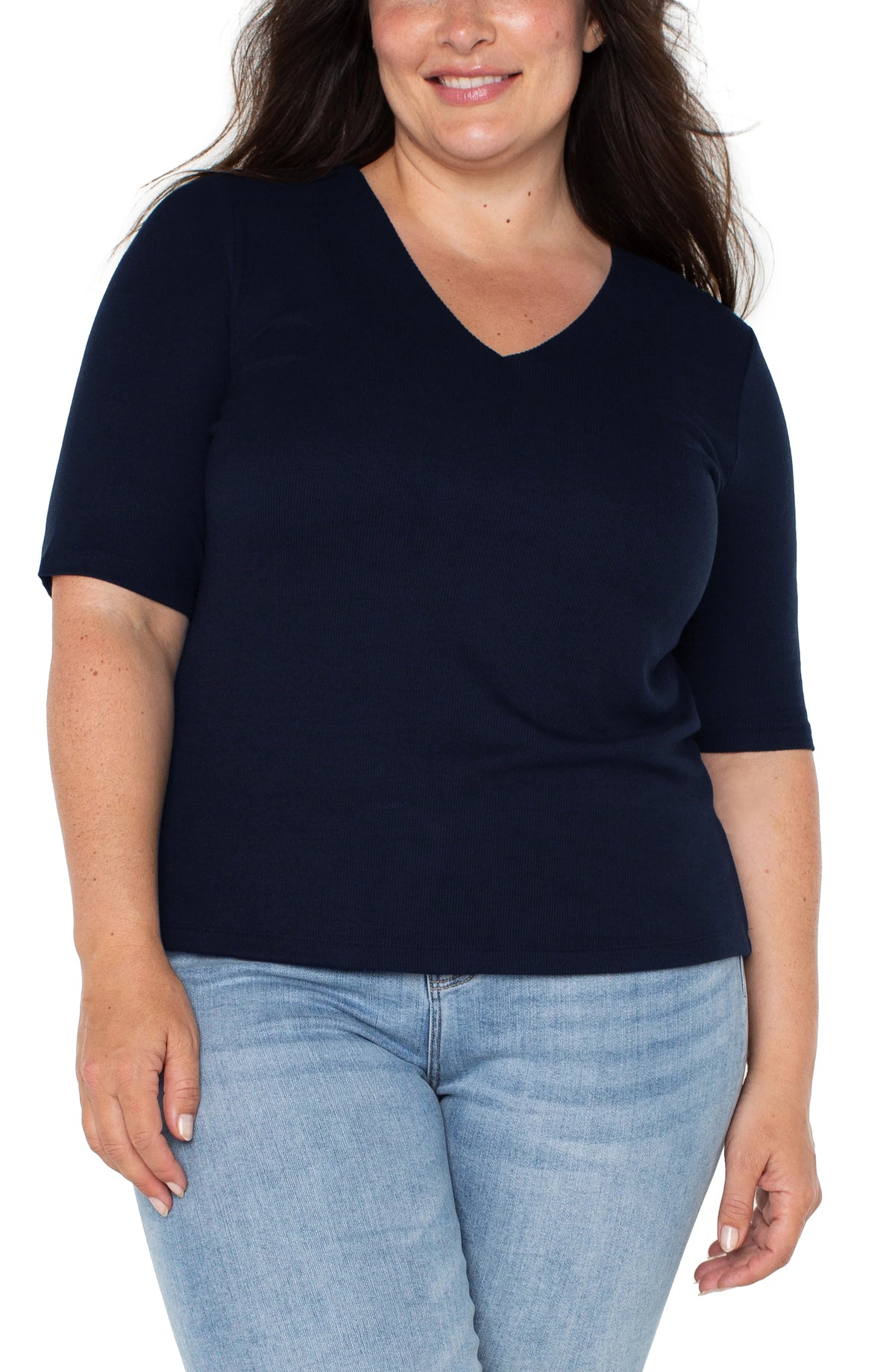 Double Layer V-neck Rib Knit Top