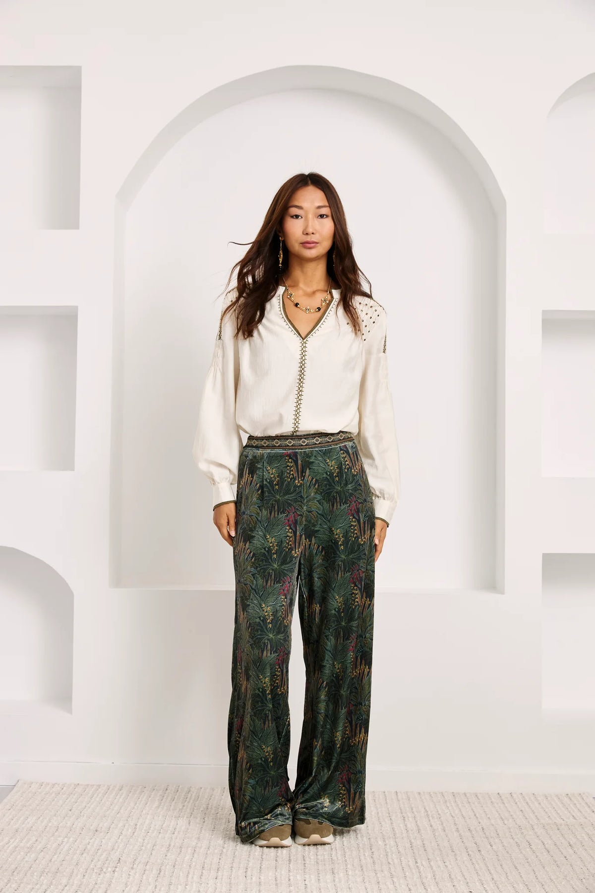 Botanical Print Velvet Pant