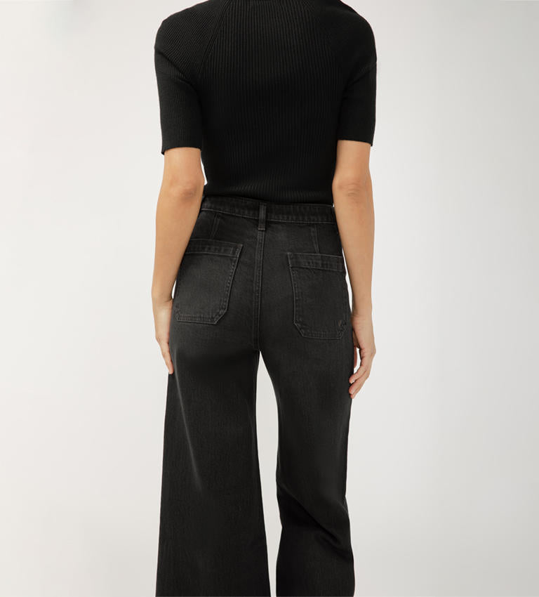 High Rise Ankle Wide Leg Jeans
