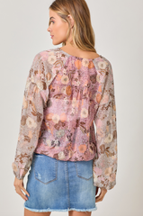 Mix Print Wrap Front Blouse