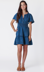 Tiered Denim Mini Dress