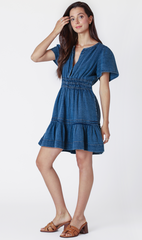 Tiered Denim Mini Dress