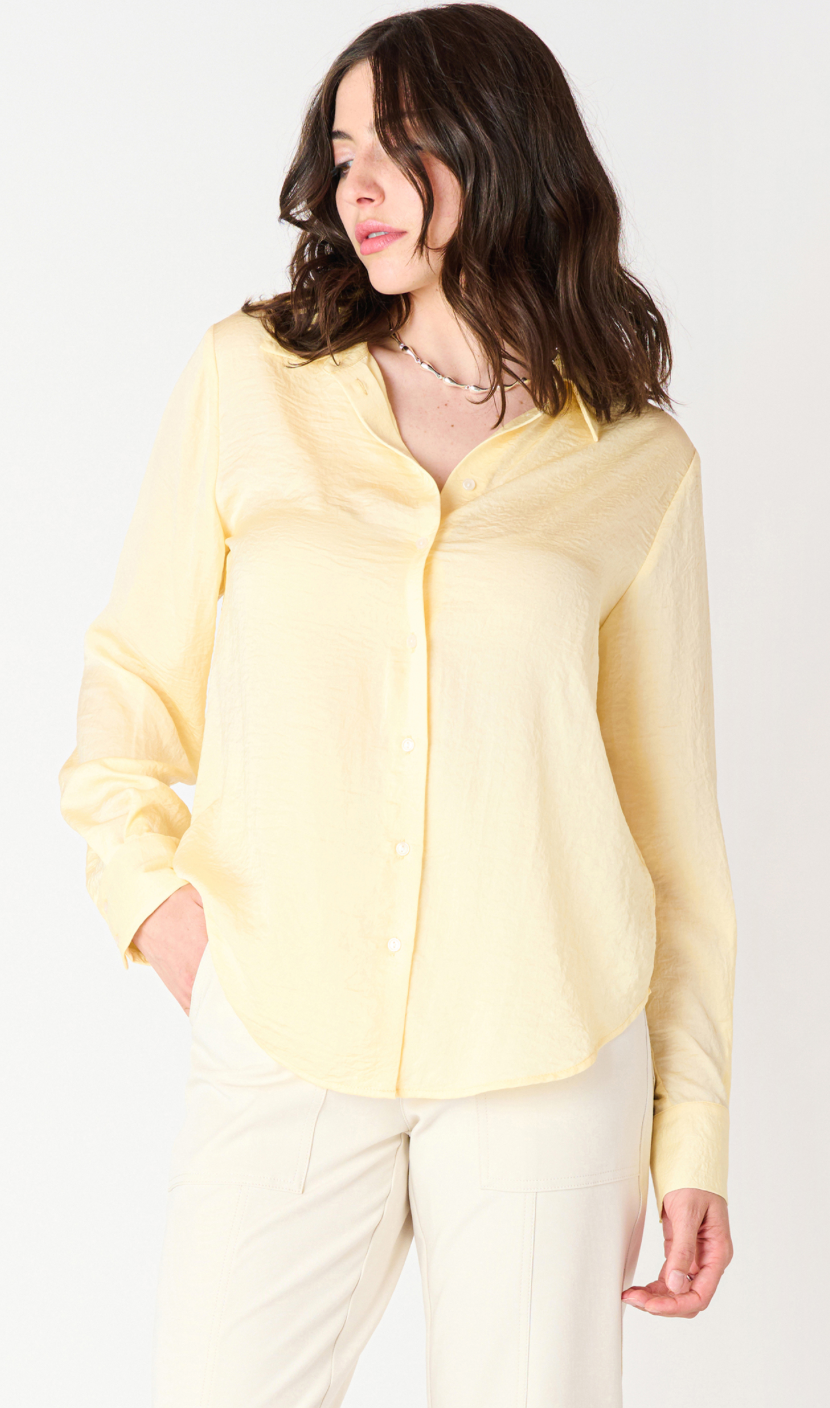 Long Sleeve Flowy Satin Button Down