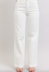 HW Double Button Wide Leg Trouser