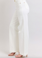 HW Double Button Wide Leg Trouser