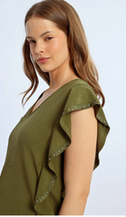 Short Ruffled Sleeve Shirt