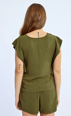 Short Ruffled Sleeve Shirt