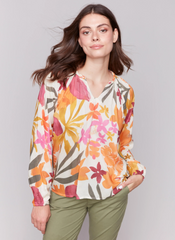 Long Sleeve Floral Vneck Top