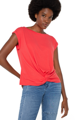 Short Sleeve Boat neck Tie front Top