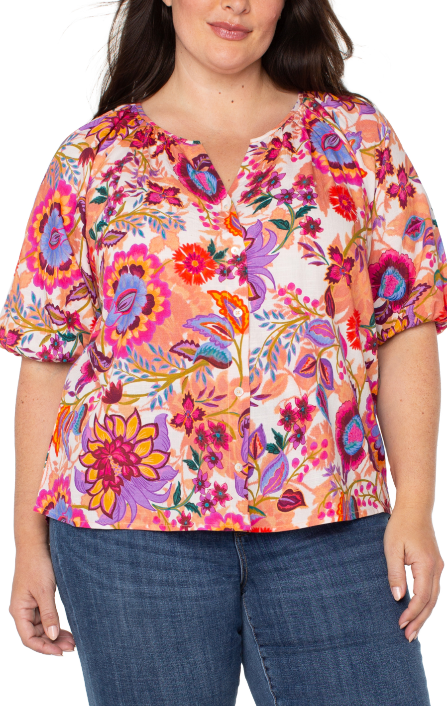 Floral Button Front Top