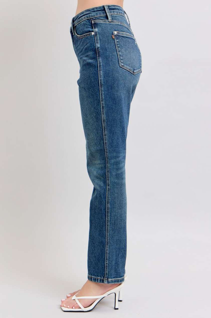 Hight Waist Rigid Front Straight Denim
