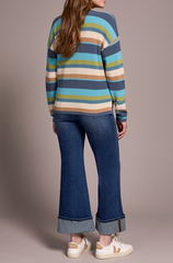 Long Sleeve U Neck Stripe Sweater