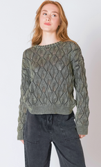 Pointelle Crew Neck Sweater