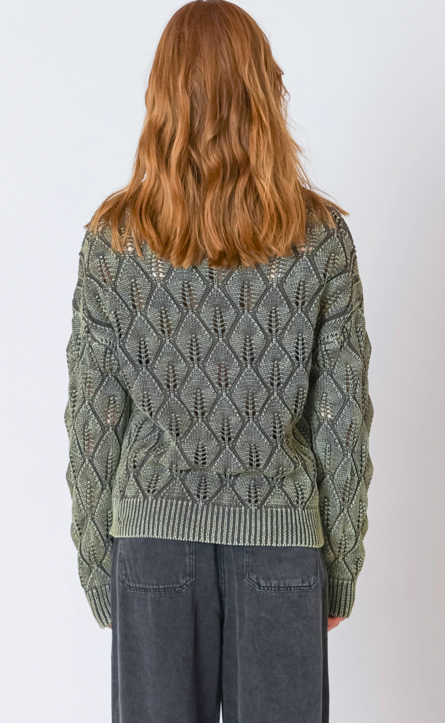 Pointelle Crew Neck Sweater