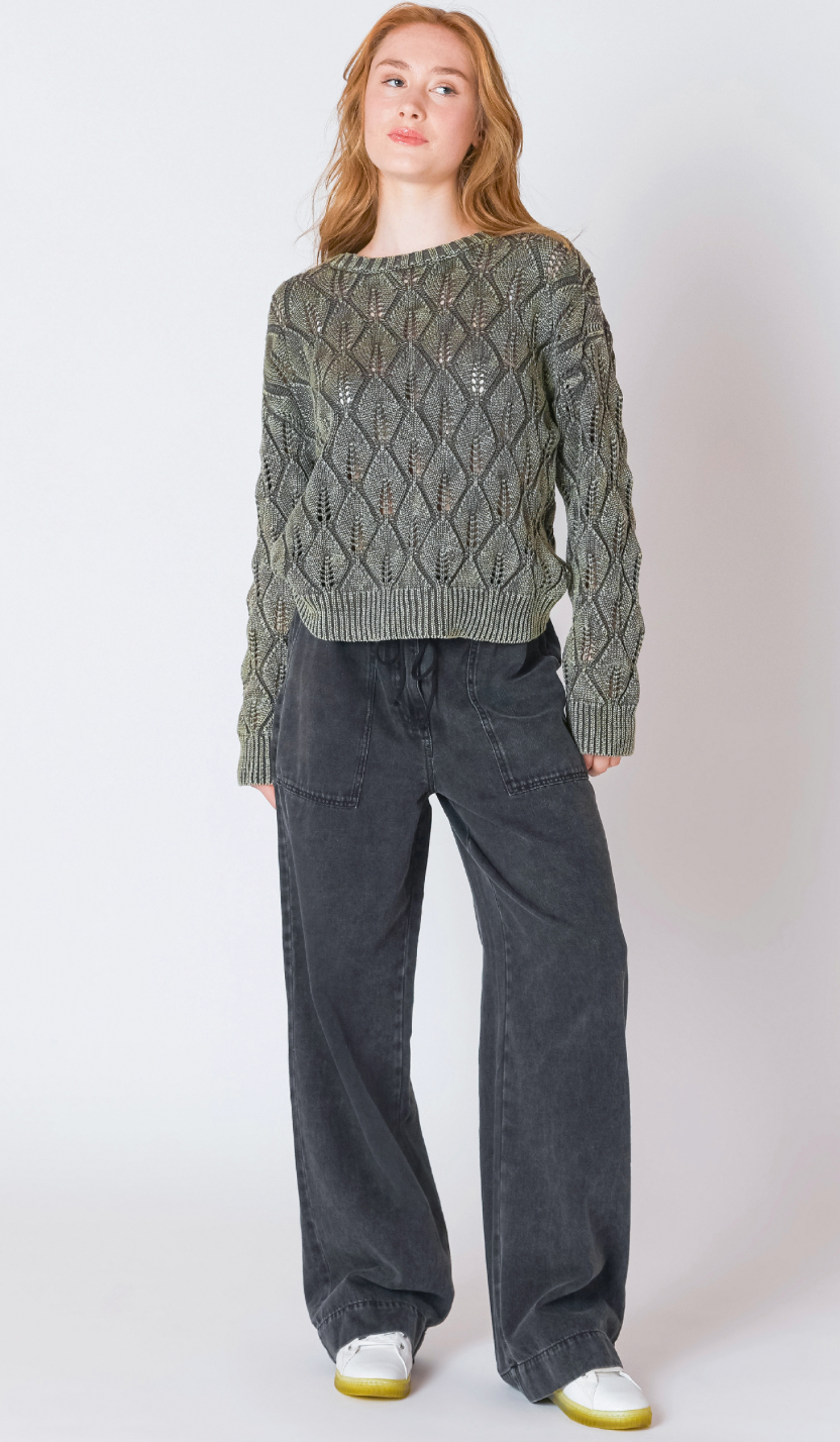 Pointelle Crew Neck Sweater