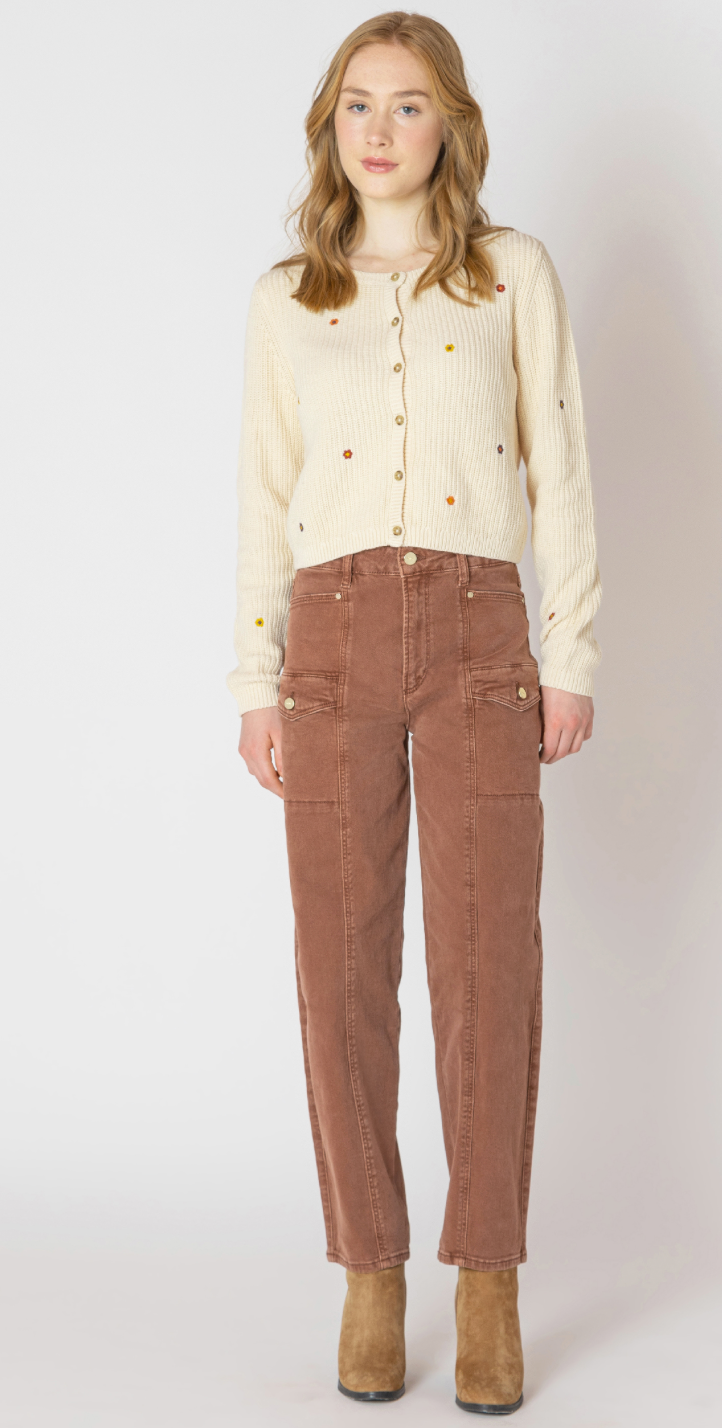 Embroidered Crewneck Cardigan