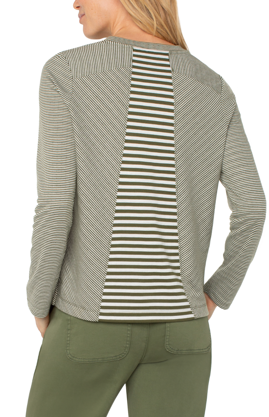 Long Slv Crew Neck Knit Top W/ Seaming