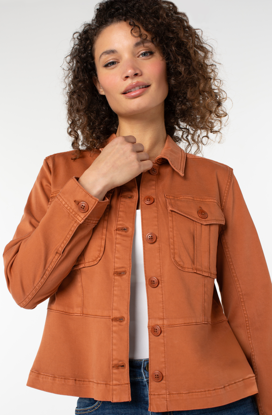 Peplum Hem Trucker Jacket