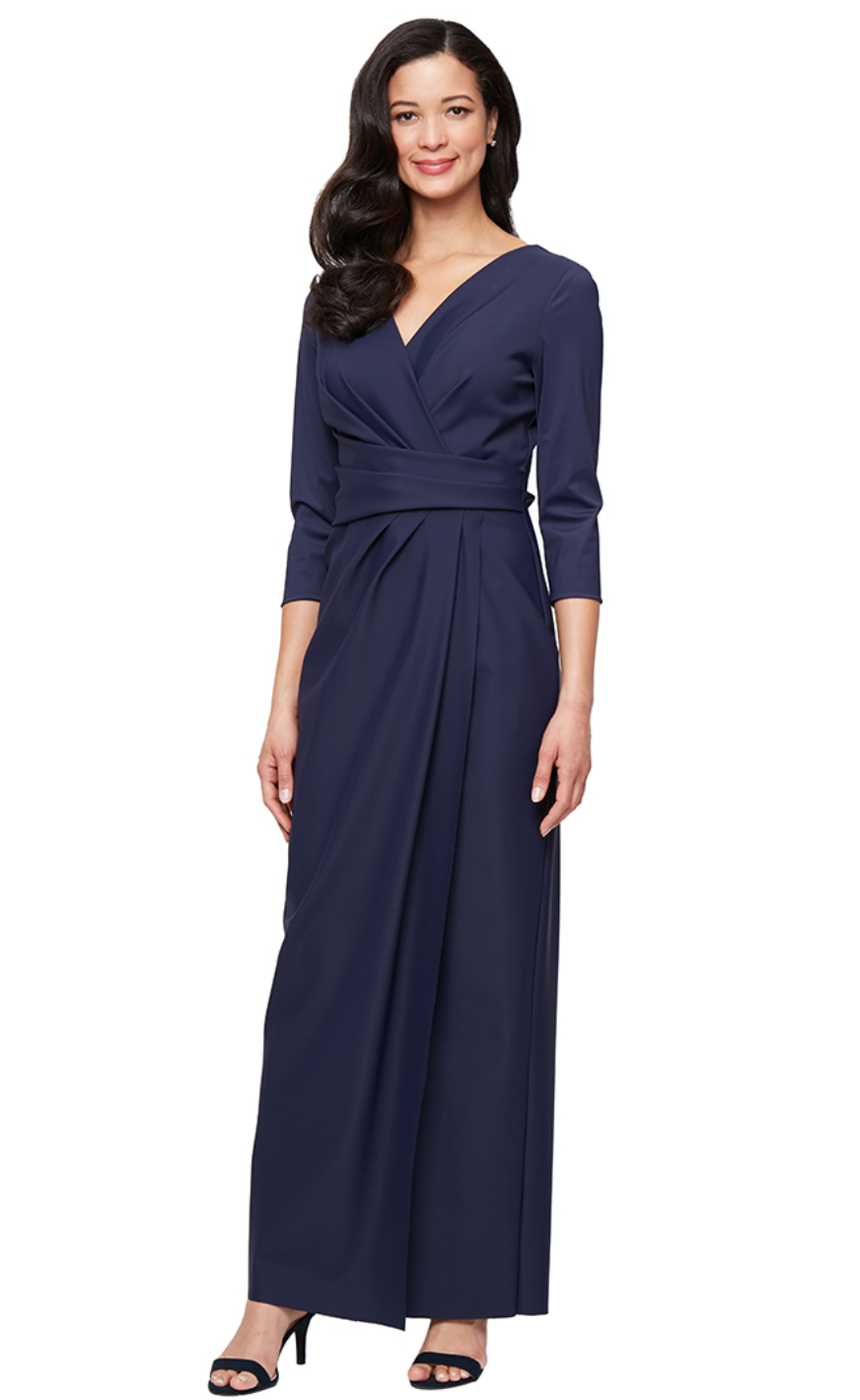 Long Surplice DressTucking Detail at Waist