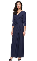 Long Surplice DressTucking Detail at Waist