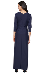 Long Surplice DressTucking Detail at Waist