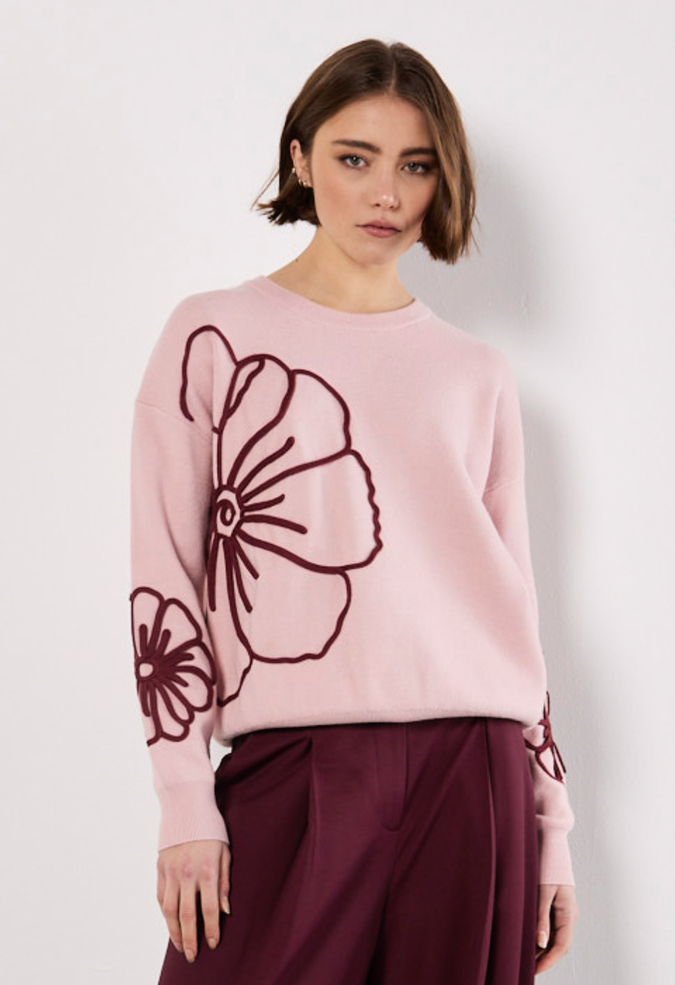 Embroidered Flower Sweater