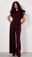 Ruffle Sleeve Pleat Detail Jumpsuit