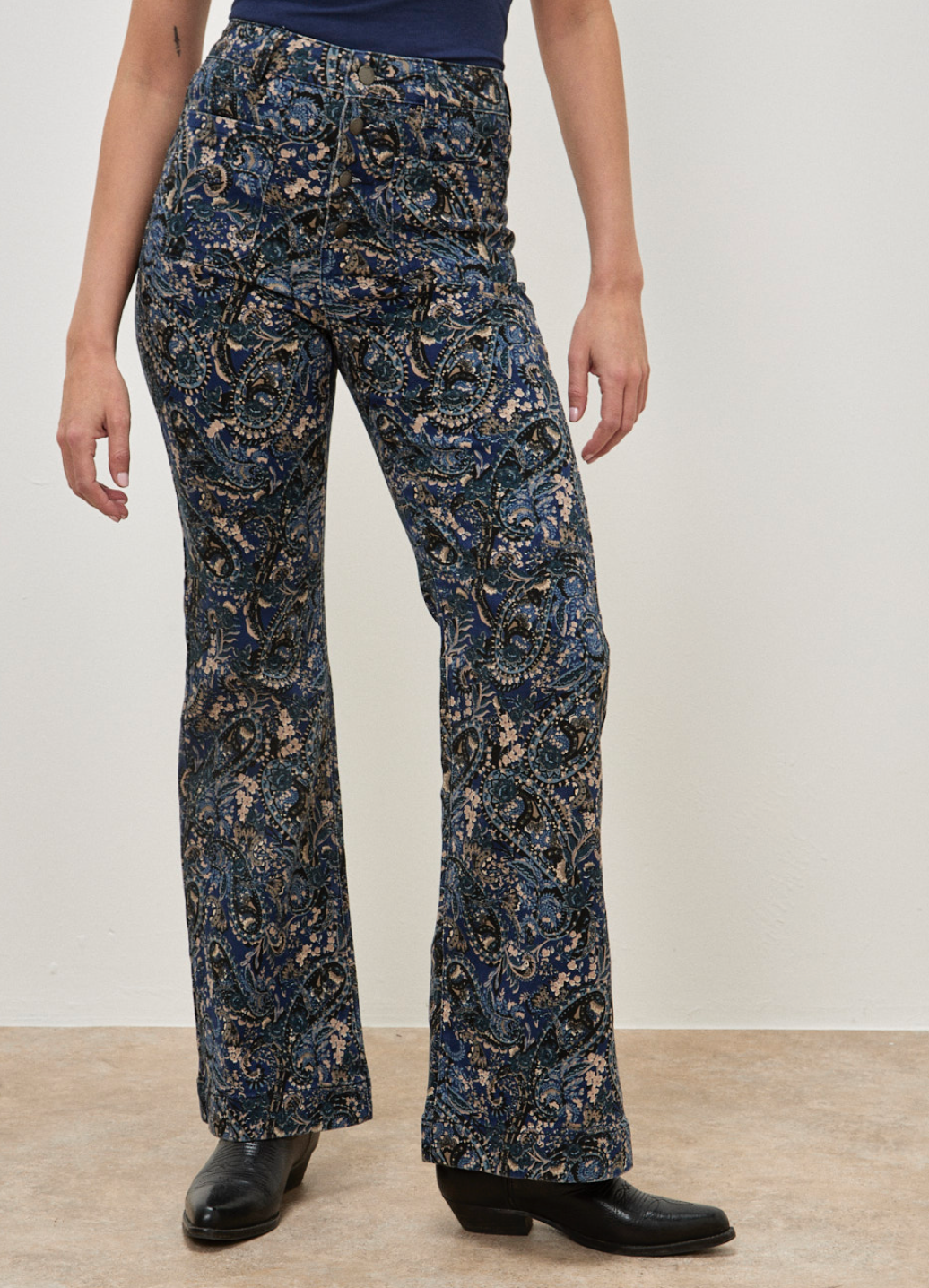 Paisley Print Kick Crop Flare