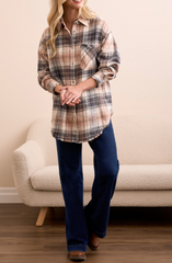 Plaid Flannel Fringe Hem Shirt